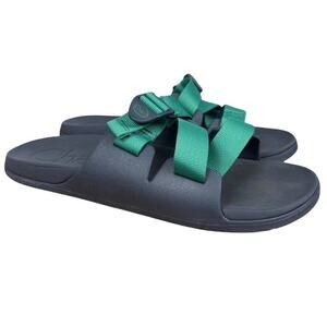 Chaco Chillos Slide Navy Green Mens Sandals Sporty Summer Shoes Flip Flops sz 14